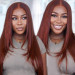 Reddish Brown Layered Straight Real Hair Wigs for Women