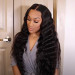 Crimped human hair lace wig
