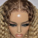 Wear To Go Wig- Honey Blonde Human Hair Wig With Brown Roots Glueless Curly Closure Wig