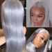 Grey Color Human Hair Lace Front Wigs Icy Silver Gray Wig