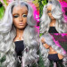 Grey Color Human Hair Lace Front Wigs Icy Silver Gray Wig