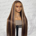 Beginner Friendly Straight Human Hair Wig With Highlights Wear And Go