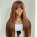 Highlight Color Straight Hair Wig With Bang Glueless Closure Wig