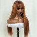 Highlight Color Straight Hair Wig With Bang Glueless Closure Wig