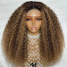 Glueless Highlight Colored Curly 5*5 Lace Closure Wig Full Wig