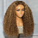 Trendy Highlight Water Wave Transparent Lace Front Wig Kinky Edges