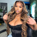 Honey Blonde Highlights On Black Human Hair Lace Wigs