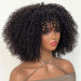 Kinky Curly Afro Wig Human Hair With Bang Glueless Closure Wig