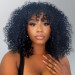 Kinky Curly Afro Wig Human Hair With Bang Glueless Wig