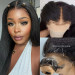 Kinky Straight Wig With 4C Hairline Kinky Edges Lace Front Wigs