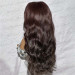 White Highlights On Colored Wavy Hair Wig With White Peek A Boo Highlights