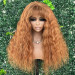 Warm Orange Wig Colored Human Hair Wigs With Bangs