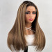 Layered Highlight Wig Brown Straight Lace Front Wig With Highlights