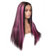 Pink and Black Lace Front Wig Human Hair