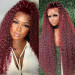 Red Brown Curly Wigs Pre Plucked Transparent Wigs
