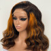 Black Body Wave Wig With Highlights Human Hair  Wigs For Beginners