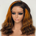 Black Body Wave Wig With Highlights Human Hair  Wigs For Beginners