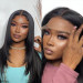 Straight Layered Human Hair Glueless Lace Front Wigs