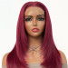 Layered 99j Burgundy Straight Human Hair Wig With Transparent Lace