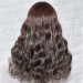 White Highlights On Colored Wavy Hair Wig With White Peek A Boo Highlights