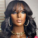 Elegant Wavy Wig With Bangs Short Bob Wigs Human Hair