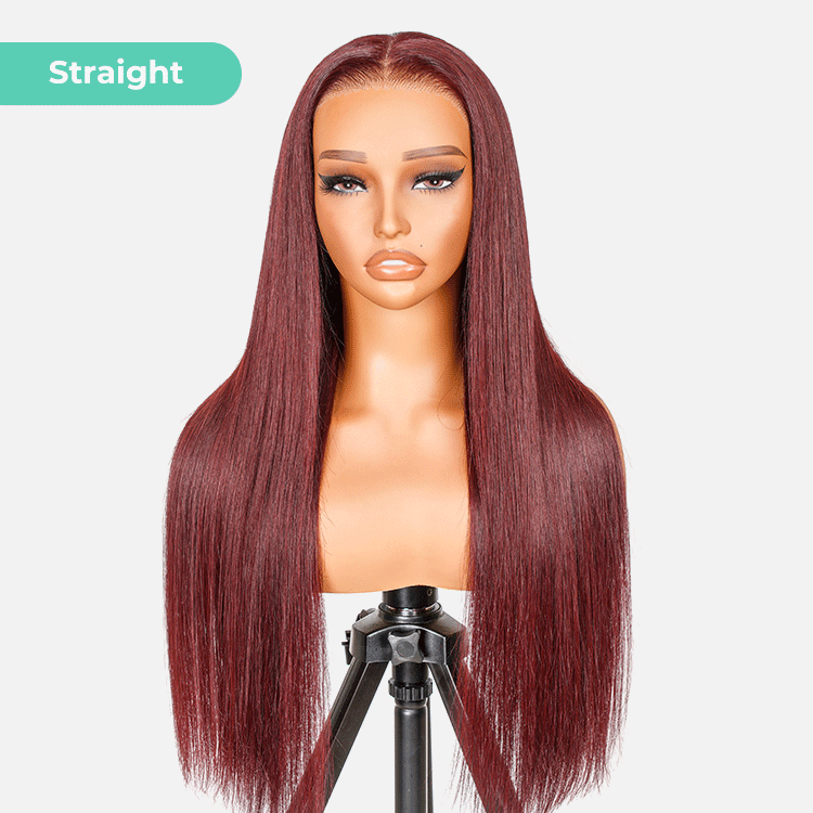 Premium Cherry Cola Red Ready to Go Wig - Body Wave and Straight 7x5 Glueless Wigs