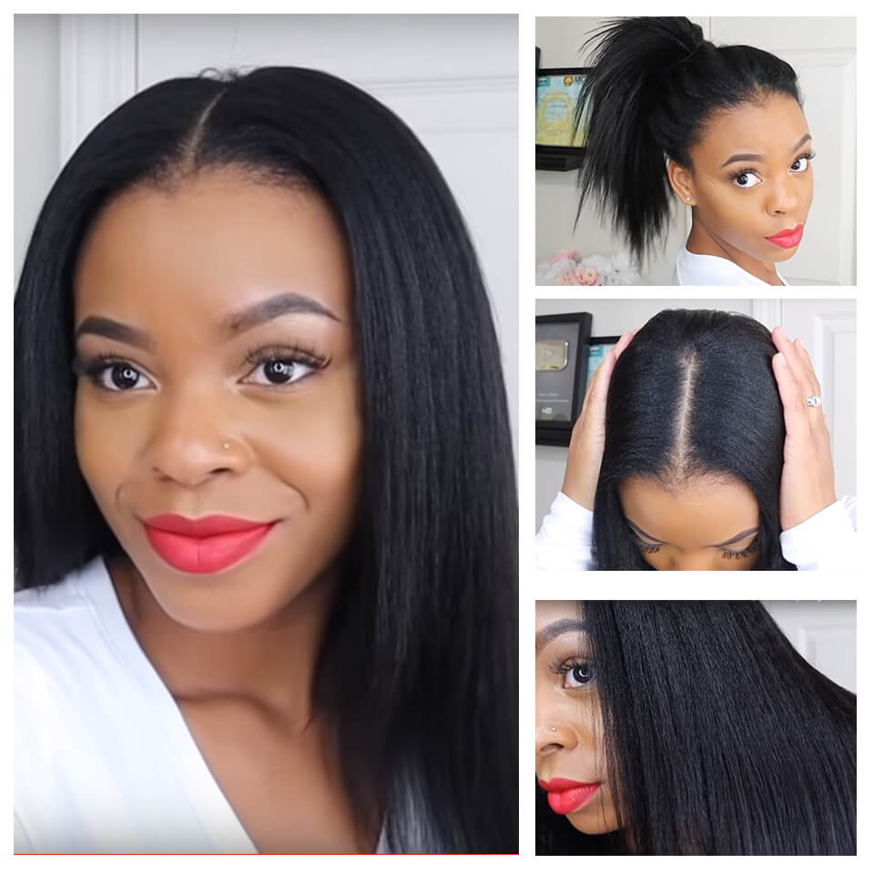 Kinky Straight Human Hair Weaves 3 Bundles Yaki Straight Hair