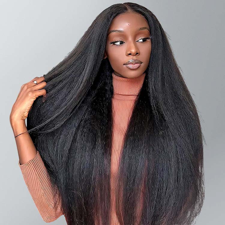 Kinky Straight Hair HD Transparent 13x4 Lace Front Wig Human Hair