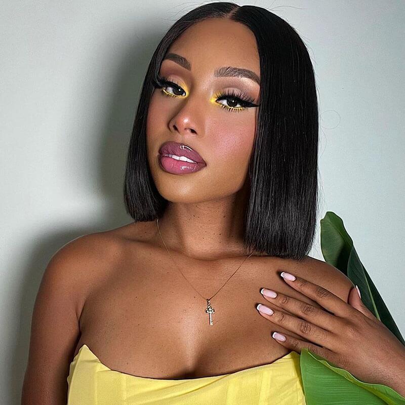 Realistic Light Yaki Straight Wig Glueless Ready To Go Bob Human Hair