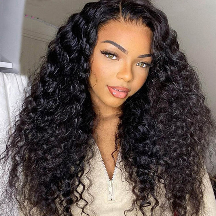 Water Wave 13x4 Transparent Lace Frontal Wigs 12-24in