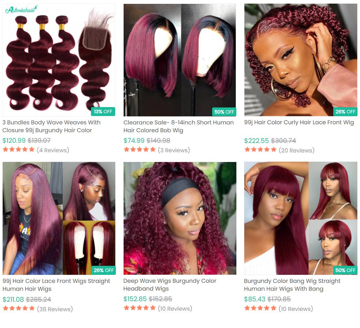 Burgundy wigs and bundles